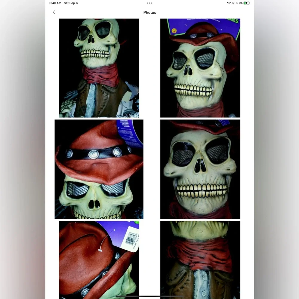 NW scary mask Cowboy SKULL LATEX DELUXE FULL HEAD RUBIES 3389 HARD 2 FINE VINTAG